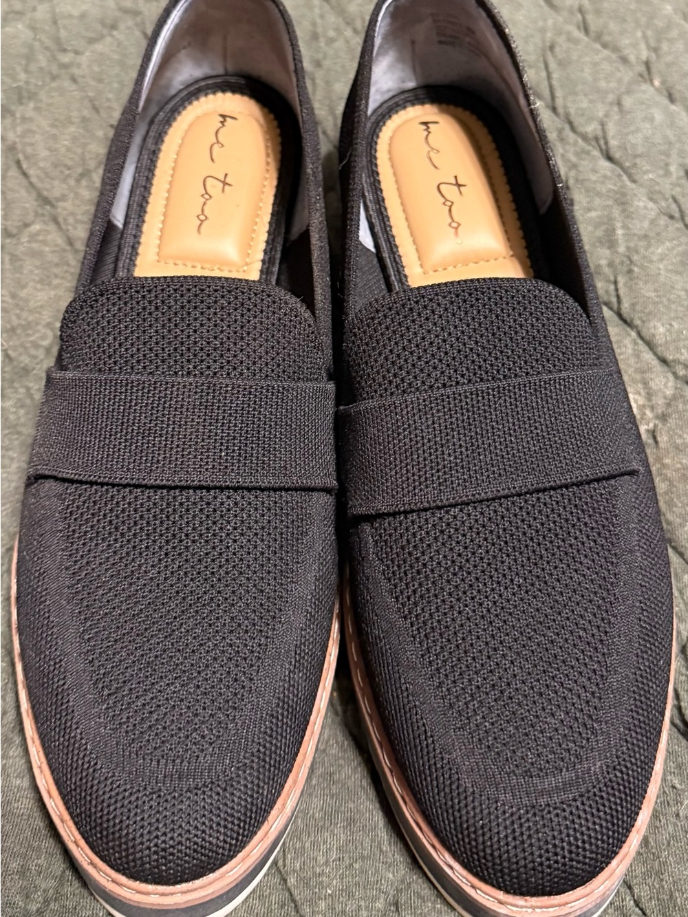 me too Black Knit Slip-On Loafers